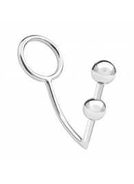 Кольцо на пенис с анальным стимулятором Two Bead Stainless Steel Anal Hook   Cock Ring - BlueLine - в Йошкар-Оле купить с доставкой