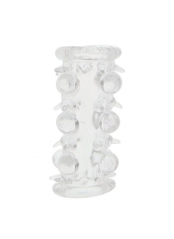 Прозрачная насадка на пенис с шипами и бугорками JELLY JOY LUST CLUSTER CLEAR - Dream Toys - в Йошкар-Оле купить с доставкой