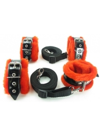 Набор на кровать с красным мехом BDSM Light - БДСМ Арсенал - купить с доставкой в Йошкар-Оле