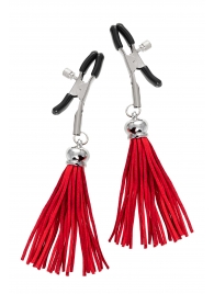 Зажимы на соски «Прищепки» с красными кисточками из замши - Pecado - купить с доставкой в Йошкар-Оле