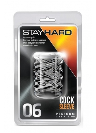 Прозрачная насадка с объёмными чёрточками STAY HARD COCK SLEEVE 06 CLEAR - Blush Novelties - в Йошкар-Оле купить с доставкой