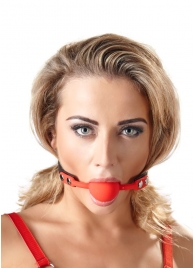 Силиконовый кляп-шар на чёрных ремешках Red Gag silicone - Orion - купить с доставкой в Йошкар-Оле