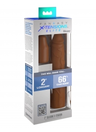 Коричневая насадка на член 2  Silicone X-tension - 20,3 см. - Pipedream - в Йошкар-Оле купить с доставкой