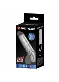 Прозрачная насадка на пенис с ребрышками и подхватом мошонки - Baile - в Йошкар-Оле купить с доставкой