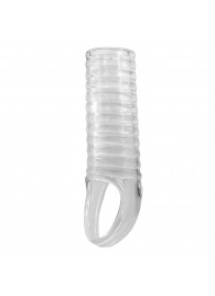 Прозрачная насадка на пенис с ребрышками и подхватом мошонки - Baile - в Йошкар-Оле купить с доставкой