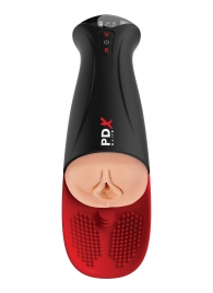 Телесный мастурбатор-вагина в черной колбе с вибрацией Fuck-O-Matic Pro XL - Pipedream - в Йошкар-Оле купить с доставкой