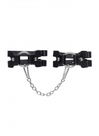 Черные кожаные оковы из двух ремешков - Pecado - купить с доставкой в Йошкар-Оле