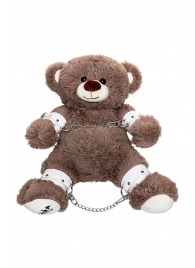 Бондажный набор: бурый мишка с белыми оковами и наручниками - Pecado - купить с доставкой в Йошкар-Оле