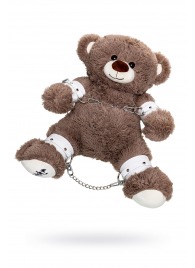 Бондажный набор: бурый мишка с белыми оковами и наручниками - Pecado - купить с доставкой в Йошкар-Оле