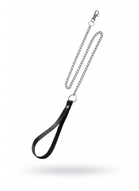 Поводок с ручкой из черной натуральной кожи и карабином для ошейника - Pecado - купить с доставкой в Йошкар-Оле