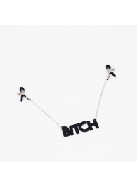 Зажимы на соски с кожаной подвеской Bitch - Crazy Handmade - купить с доставкой в Йошкар-Оле