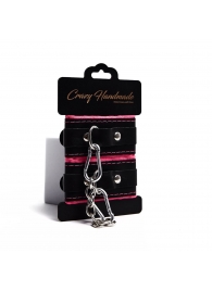 Черно-розовые скругленные наручники с мягкой подкладкой - Crazy Handmade - купить с доставкой в Йошкар-Оле