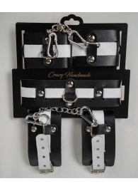 Набор фиксаторов из черной и белой натуральной кожи - Crazy Handmade - купить с доставкой в Йошкар-Оле
