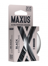 Черные утолщенные презервативы MAXUS Extra Strong с железным кейсом - 3 шт. - Maxus - купить с доставкой в Йошкар-Оле