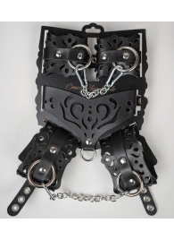 Черный ажурный кожаный набор фиксаций - Crazy Handmade - купить с доставкой в Йошкар-Оле