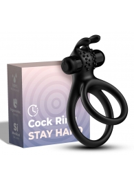 Черное эрекционное виброкольцо с подхватом мошонки Stay Hard - Boys of Toys - в Йошкар-Оле купить с доставкой