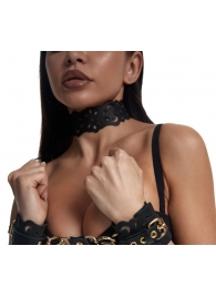 Черный ажурный чокер с золотистой фурнитурой - Crazy Handmade - купить с доставкой в Йошкар-Оле