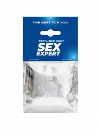 Прозрачное эрекционное кольцо с шариками и шипами - Sex Expert - в Йошкар-Оле купить с доставкой