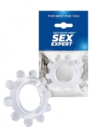 Прозрачное эрекционное кольцо со стимулирующими шариками - Sex Expert - в Йошкар-Оле купить с доставкой