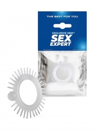 Эластичное эрекционное кольцо с шипиками и шариком - Sex Expert - в Йошкар-Оле купить с доставкой