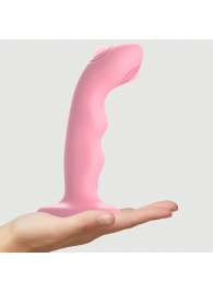 Розовая насадка-стимулятор Strap-On-Me Tapping Dildo Wave - Strap-on-me - купить с доставкой в Йошкар-Оле
