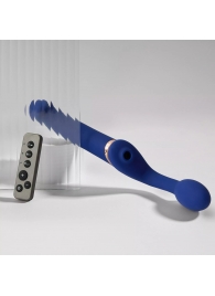 Синий безремневой страпон Multi Orgasm Bendable Strap-On size L с клиторальной стимуляцией - Strap-on-me - купить с доставкой в Йошкар-Оле