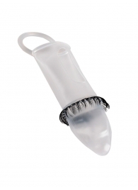 Закрытая насадка на пенис с подхватом мошонки и стимулирующими «ресничками» - Sextaz - в Йошкар-Оле купить с доставкой