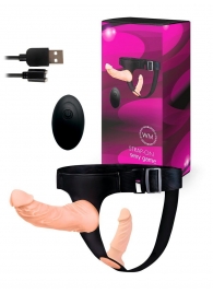 Женский страпон с 2 насадками, вибрацией и пультом ДУ - Erowoman-Eroman - купить с доставкой в Йошкар-Оле