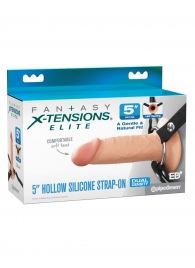 Телесный пустотелый фаллопротез 5’’ Hollow Silicone Strap-On - 14 см. - Pipedream - купить с доставкой в Йошкар-Оле
