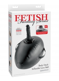 Черный надувной мяч с платформой для фиксации дилдо Body Dock Inflatable Love Ball - Pipedream - купить с доставкой в Йошкар-Оле