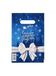 Сине-белый подарочный новогодний пакет с вырубной ручкой (20х30 см) - Сима-Ленд - купить с доставкой в Йошкар-Оле