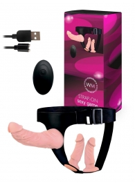 Женский страпон с 3 насадками и вибрацией - Erowoman-Eroman - купить с доставкой в Йошкар-Оле