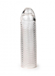 Прозрачная закрытая насадка на пенис с ребрышками - 16 см. - Sex Expert - в Йошкар-Оле купить с доставкой