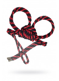 Черно-красные наручники-оковы ’’Узел-омега’’ из хлопковой веревки - Pecado - купить с доставкой в Йошкар-Оле