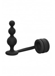 Черное эрекционное кольцо с анальной елочкой Cockring With Beaded Anal Plug - Dream Toys - в Йошкар-Оле купить с доставкой