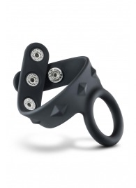 Черное эрекционное кольцо с подхватом мошонки на кнопках VS6 - Blush Novelties - в Йошкар-Оле купить с доставкой