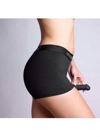 Черные трусики-боксеры для фиксации насадок Strap-on-me Harness Lingerie Allure - size XS - Strap-on-me - купить с доставкой в Йошкар-Оле