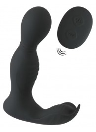 Черная анальная пробка с вибрацией, вращением и пультом ДУ RC Butt Plug with 2 Functions - Orion - в Йошкар-Оле купить с доставкой