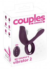 Фиолетовая насадка на член с клиторальным отростком и пультом ДУ RC Couple’s Vibrator 2 - Orion - в Йошкар-Оле купить с доставкой