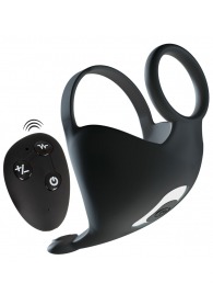 Черная вибронасадка для эрекции и стимуляции мошонки Cock ring with RC ball massager - Orion - в Йошкар-Оле купить с доставкой