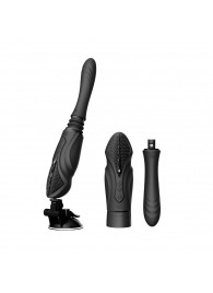 Черная секс-машина с функцией нагрева, насадками и присоской Sesh - Zalo - купить с доставкой в Йошкар-Оле