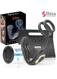 Черная анальная пробка с вращением и эрекционными кольцами - Ibiza - в Йошкар-Оле купить с доставкой