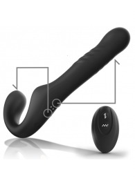 Черный безремневой страпон с вибрацией и возвратно-поступательными движениями - 24 см. - Ibiza - купить с доставкой в Йошкар-Оле