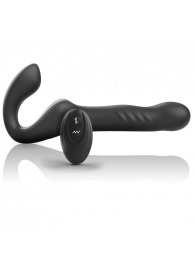 Черный безремневой страпон с вибрацией и возвратно-поступательными движениями - 24 см. - Ibiza - купить с доставкой в Йошкар-Оле