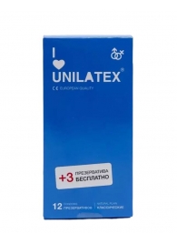 Классические презервативы Unilatex Natural Plain - 12 шт. + 3 шт. в подарок - Unilatex - купить с доставкой в Йошкар-Оле