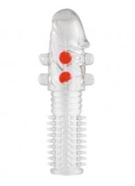 Гелевая прозрачная насадка с шариками и шипами - 14 см. - Toyfa Basic - в Йошкар-Оле купить с доставкой