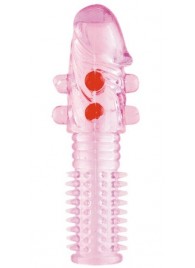 Гелевая розовая насадка с шариками и шипами - 14 см. - ToyFa - в Йошкар-Оле купить с доставкой