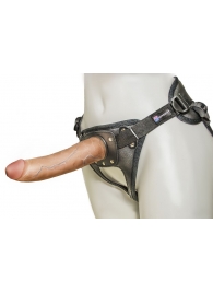 Насадка-фаллоимитатор на кожаных трусиках Harness Ultra Realistic 7  - 18 см. - LOVETOY (А-Полимер) - купить с доставкой в Йошкар-Оле