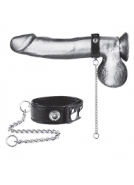 Утяжка на пенис с поводком Snap Cock Ring With 12  Leash - BlueLine - купить с доставкой в Йошкар-Оле