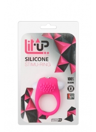 Розовое эрекционное кольцо с щеточкой LIT-UP SILICONE STIMU RING 5 - Dream Toys - в Йошкар-Оле купить с доставкой